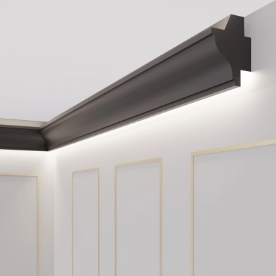 Lichtleiste LED, Stuckleiste für indirekte Beleuchtung , OL-66 Schwarz
